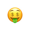 Emoji langue en dollar
