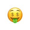 Emoji langue en dollar